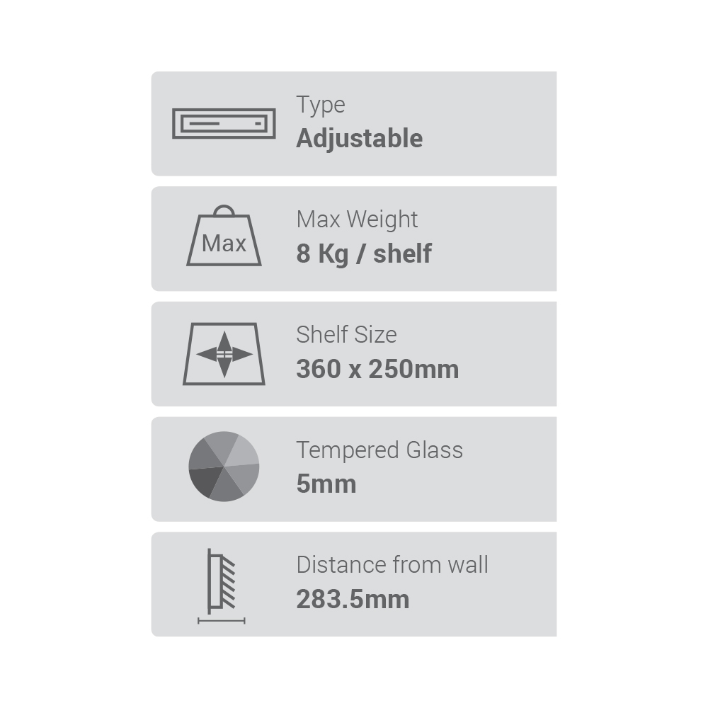 AV Wall Mount - Double Shelf, Height Adjustable (TVARMECVT02) - Image 4