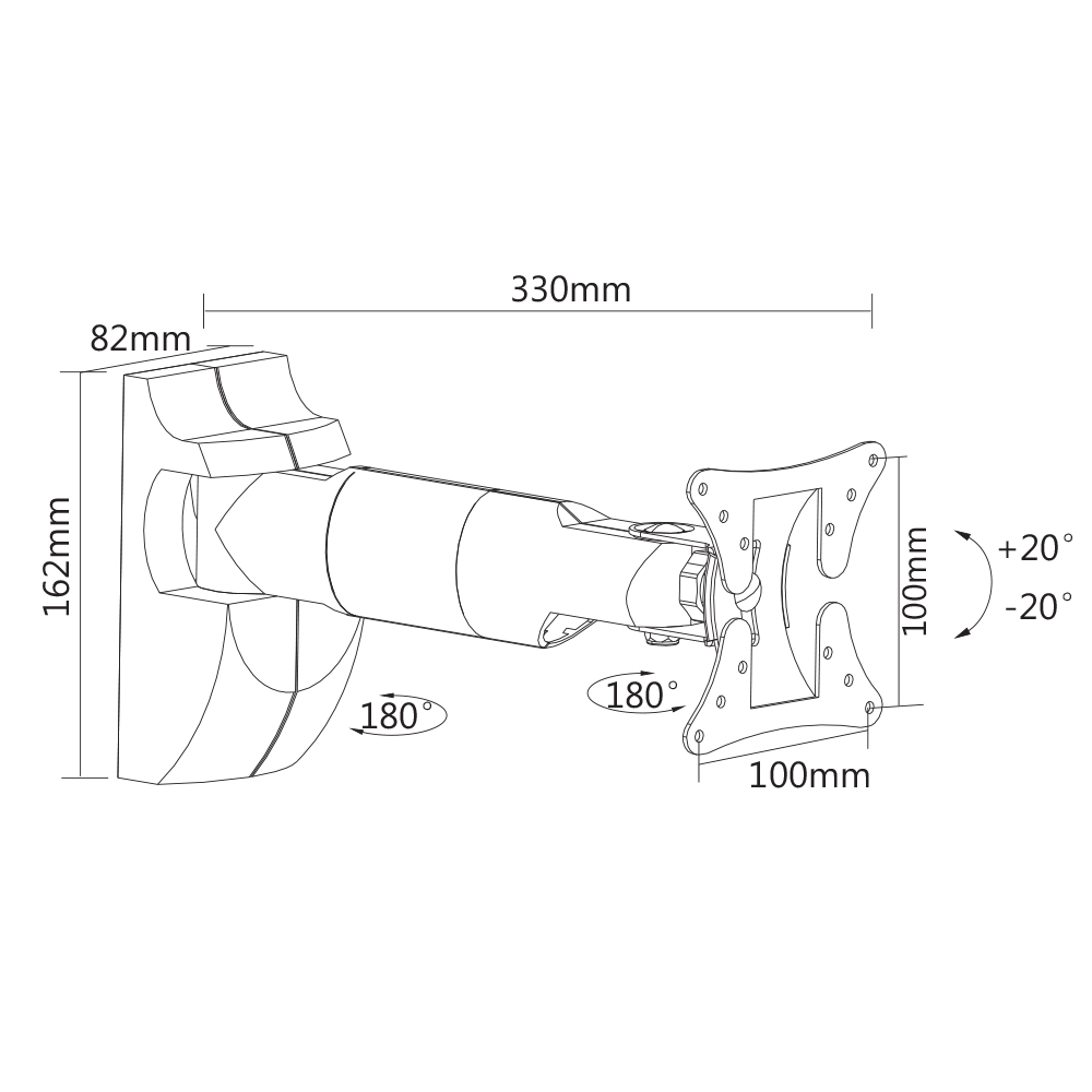 Flat Screen Wall Mount - Full Motion 13"-27" 30kg (TVARMLCD02) - Image 3