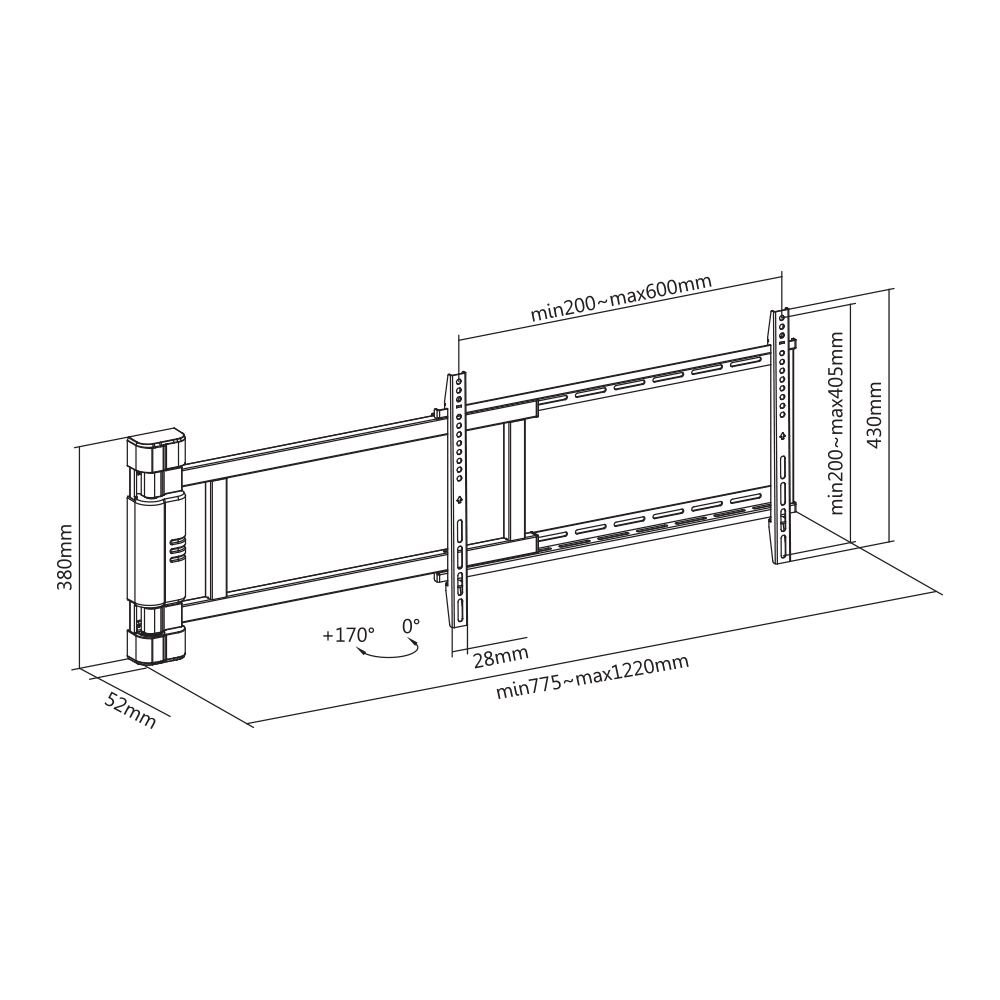 Motorized Swing Wall Mount with Remote Control - 32"-75" 50kg (TVARMEC-MOTOR) - Image 6