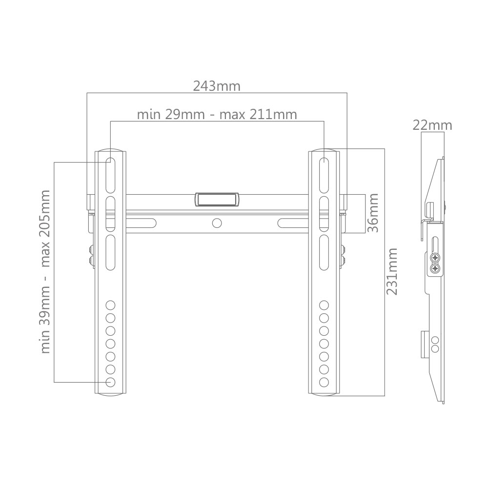 Economy Slim Fixed Wall Mount 23"to 42" 40kg (TVARMECPL06) - Image 2