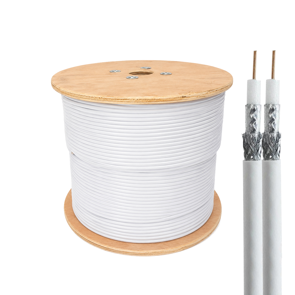 Spacecom 75 Ohm Low-loss RG6U Siamese CCS Coax Cable 300m
