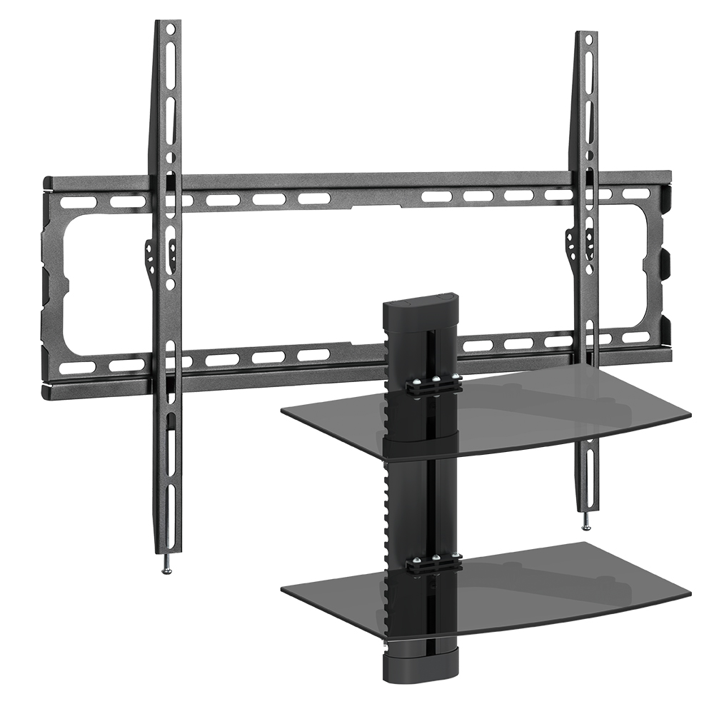 Ultra-Slim Fixed 37"-80" TV Wall Mount with Dual AV Shelf