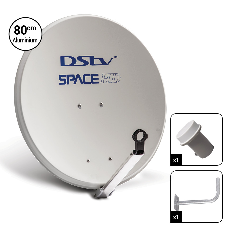 SpaceHD 80cm Aluminium Dish with Single KU Band LNB & 400mm Wall Bracket - DK43