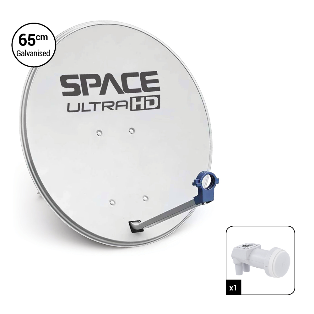 Space UltraHD 65cm Galvanised Steel Dish with 2 UniCable Smart LNB - DK65-LMXSMART