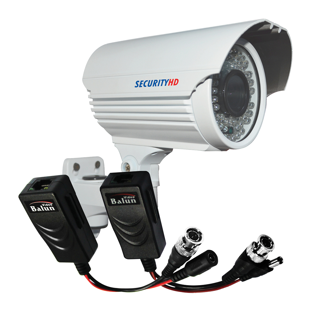 1MP 720P Bullet Camera with 60m IR and HD Video Balun Transmitter Receiver - CCTV-KIT01